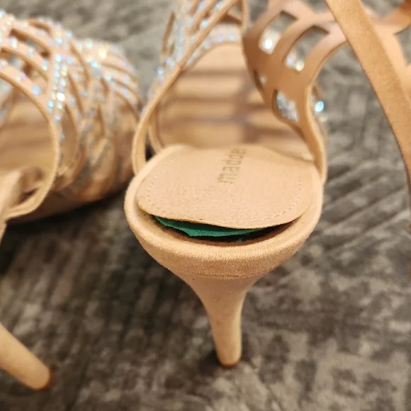 Madden Girl Tan Rhinestone Strappy Heels - Picture 13 of 16